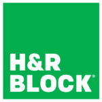 Green square that says H and R block on it in white