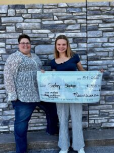 Sydney Skokan, $1,500 1st year scholarship winner with Supervisor Justina P